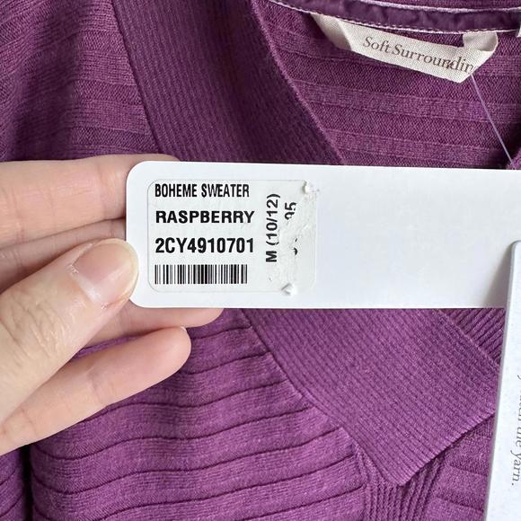 NWT SOFT SURROUNDINGS Raspberry Boheme Ladies Casual V-Neck‎ Sweater, M - Picture 6 of 6